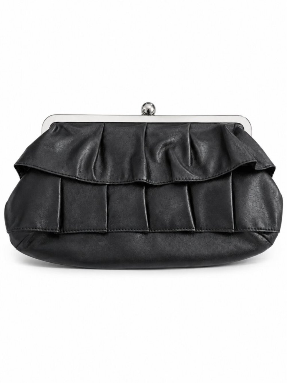 1980's Candies Genuine Leather Clutch Purse, Black, Lined, Retro, Collectible